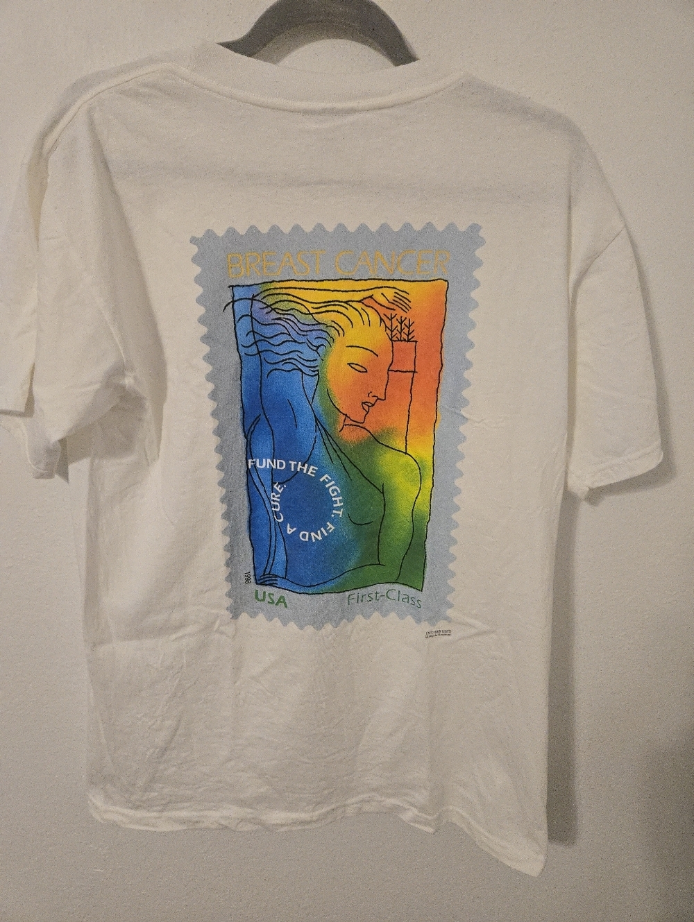 Vintage 90s USPS Breast Cancer Awareness Stamp Shirt Wild Women Medium Orlando H
